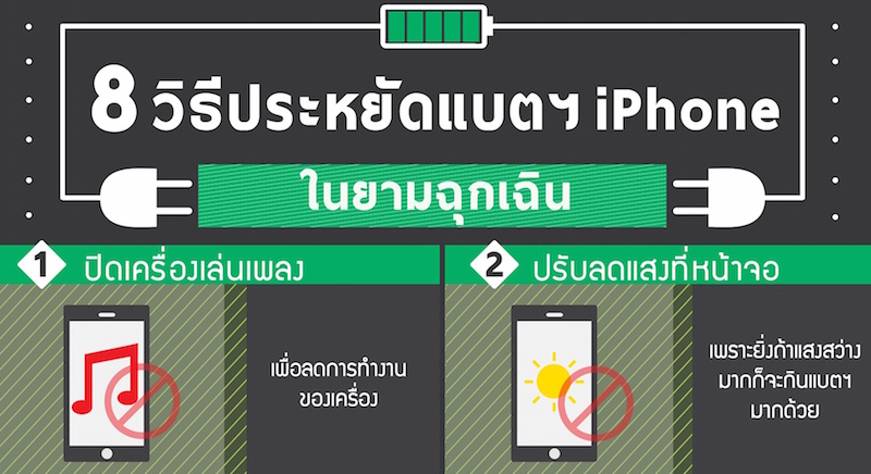 ชมอินโฟกราฟฟิค 8 วิธีประหยัดแบตเตอรี่ iPhone ไว้ใช้ในยามฉุกเฉิน