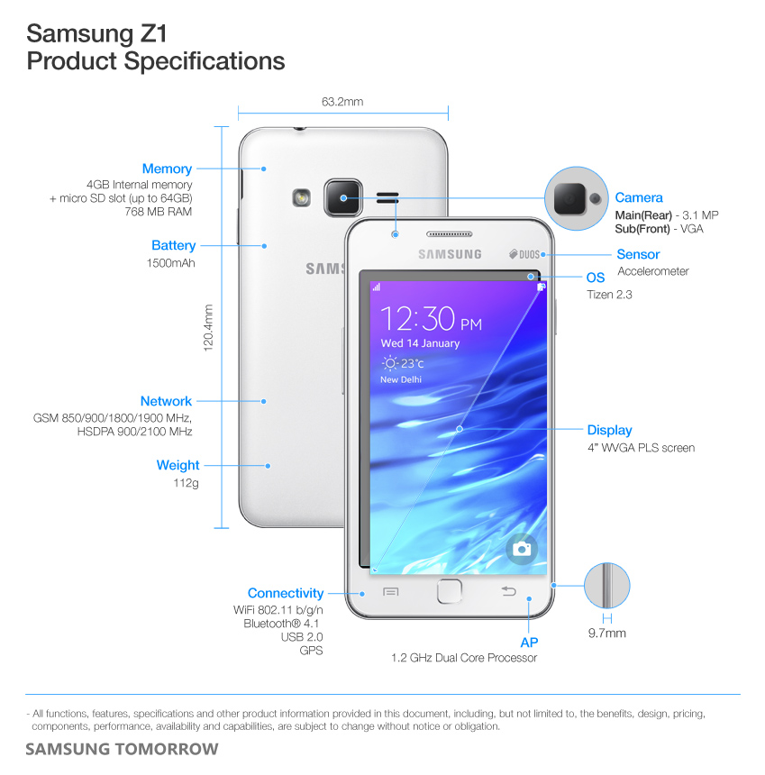 Samsung-Z1-Product-Specifications