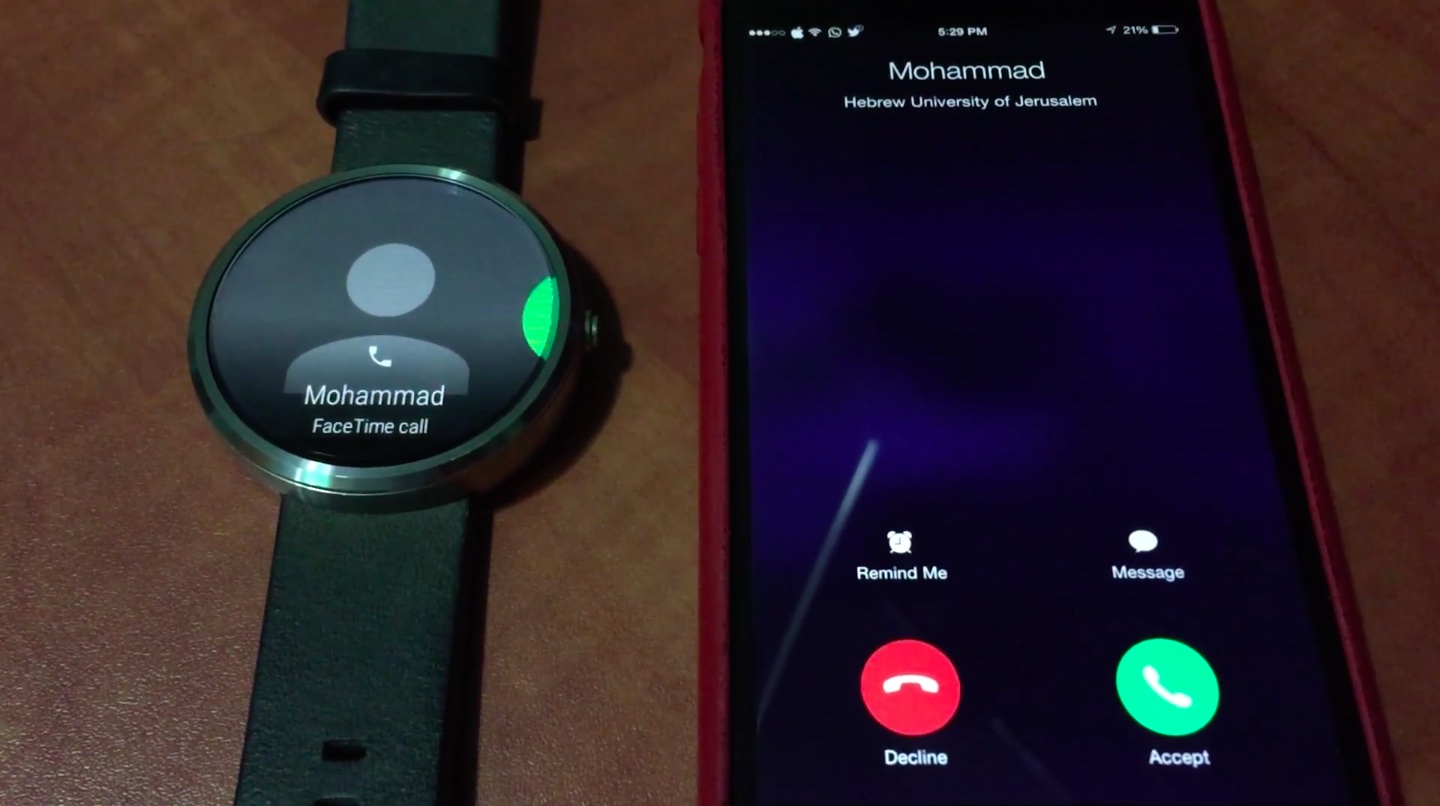 Android Wear สามารถรับสายเรียกเข้าจาก iPhone ได้แล้ว แถมไม่ต้อง Jailberak อีกด้วย (ชมคลิป)