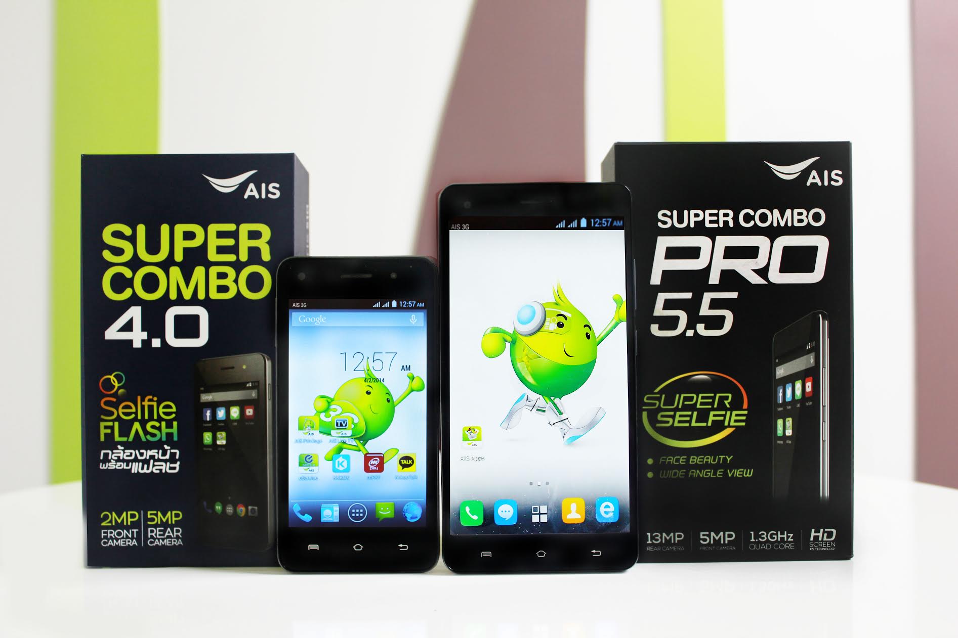 AIS เปิดตัว AIS Super Combo Pro 5.5” Super Selfie ราคา 5,290 บาท และ Lava 4.0” Selfie Flash ราคาเพียง 2,190 บาท