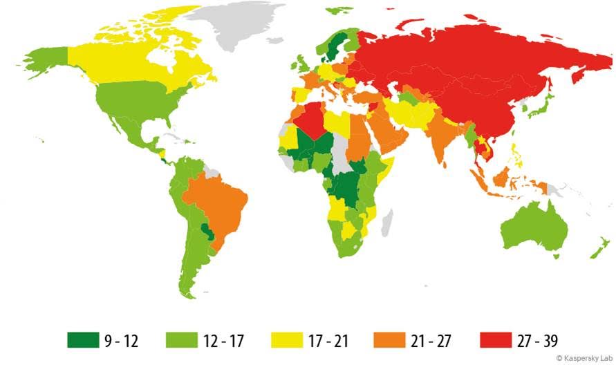 Kaspersky Lab ชี้ผู้ใช้อินเทอร์เน็ตไทยเสี่ยงคุกคามติดอันดับโลก