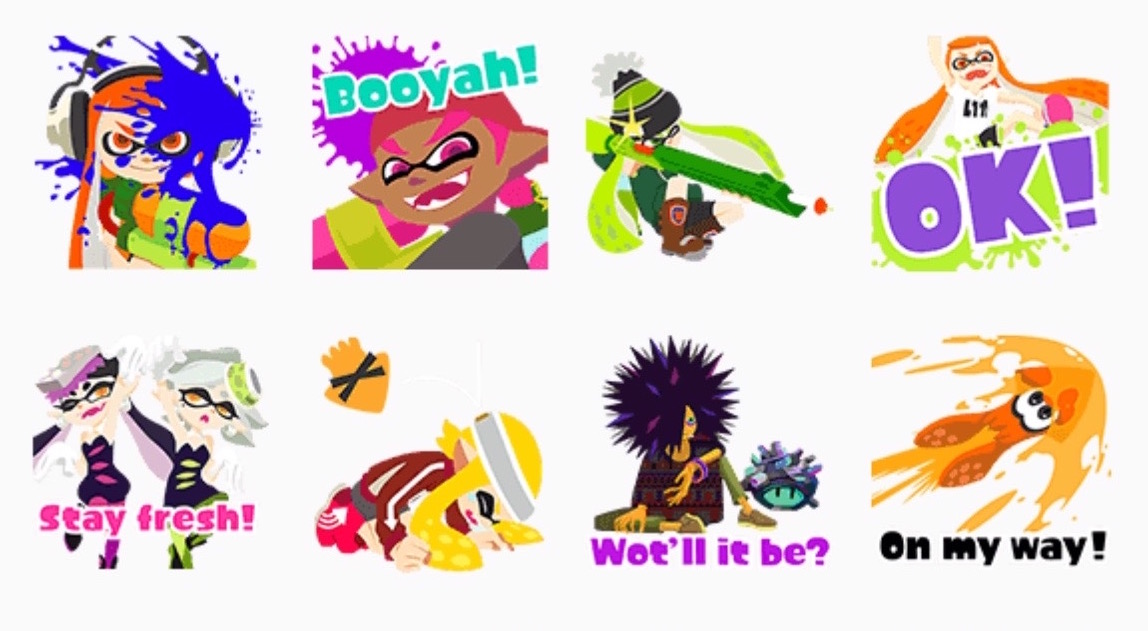 Nintendo วางจำหน่ายสติกเกอร์ Splatoon ปลาหมึกป๊อปอัพ แบบเต็มหน้าจอใน LINE แล้ว
