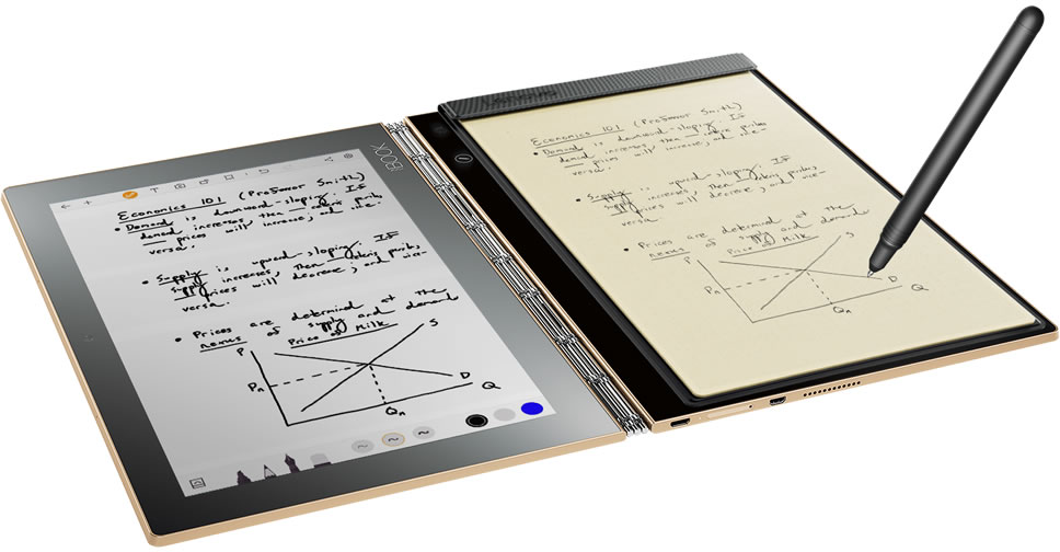Lenovo Yoga Book แท็บเล็ต 2-in-1 ดีไซน์บางที่สุดในโลก มาพร้อม Halo Keyboard และปากกา Stylus ที่เขียนบนกระดาษจริงได้ด้วย