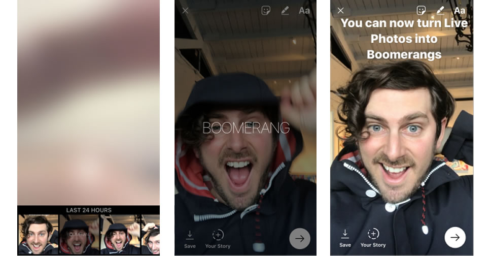 Instagram ให้เจ้าของ iPhone ใช้รูปภาพใน Live Photo โพสต์ลงฟีเจอร์ Boomerang ได้แล้ว