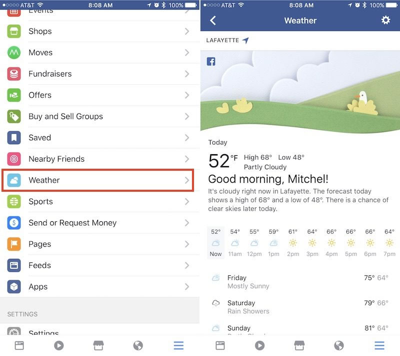 facebook-Weather-section