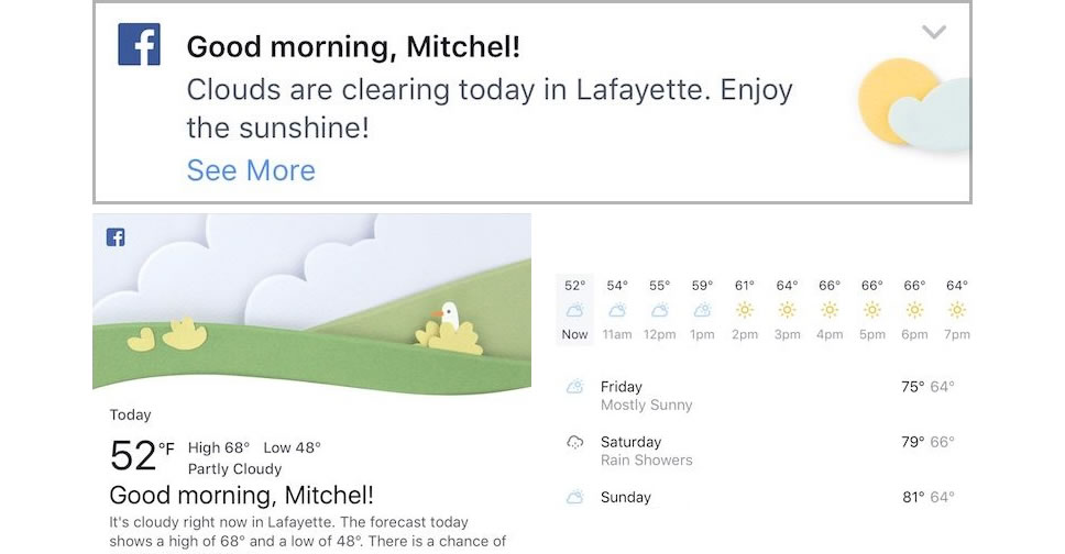 แอพพลิเคชั่น Facebook ออกฟีเจอร์พยากรณ์อากาศ เข้าถึงได้ง่ายจากการทักทาย