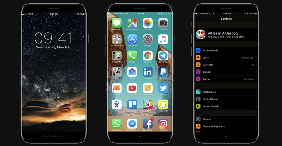ชมภาพคอนเซ็ปต์สุดงาม iPhone 8 สีดำ Jet Black และ สีขาว Jet White