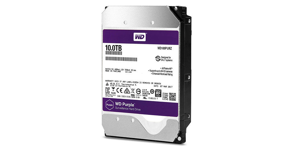 ฮาร์ดไดร์ฟ WD Purple รุ่นใหม่ขนาด 10TB สำหรับกล้องวงจรปิดระดับ 4K ได้เชื่อมต่อสูงสุด 64 ตัว ราคา 17,500 บาท