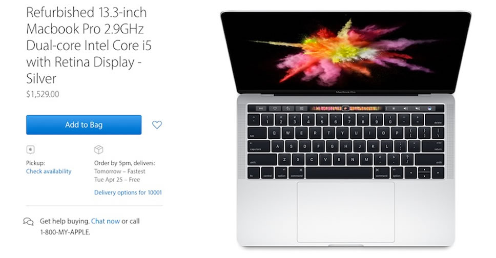 MacBook Pro With Touch Bar รุ่น 13 นิ้ว รูปแบบ Refurbished มีจำหน่ายแล้วบน Apple Store
