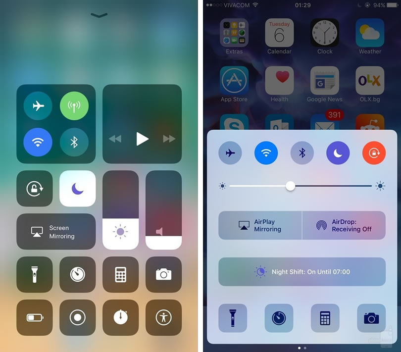 Control-Center-iOS11-vs-iOS10
