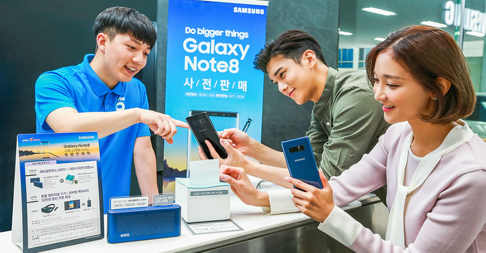 ยอดจอง Samsung Galaxy Note 8 แซงหน้า Note ทุกรุ่นในสหรัฐฯ ส่วนในเกาหลีใต้ถูกจองถึง 400,000 เครื่อง ในวันเดียว