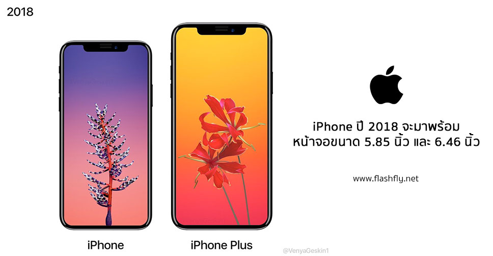เตรียมตัวให้พร้อม!! iPhone ปี 2018 จะมาพร้อมหน้าจอขนาด 5.85 นิ้ว และ 6.46 นิ้ว