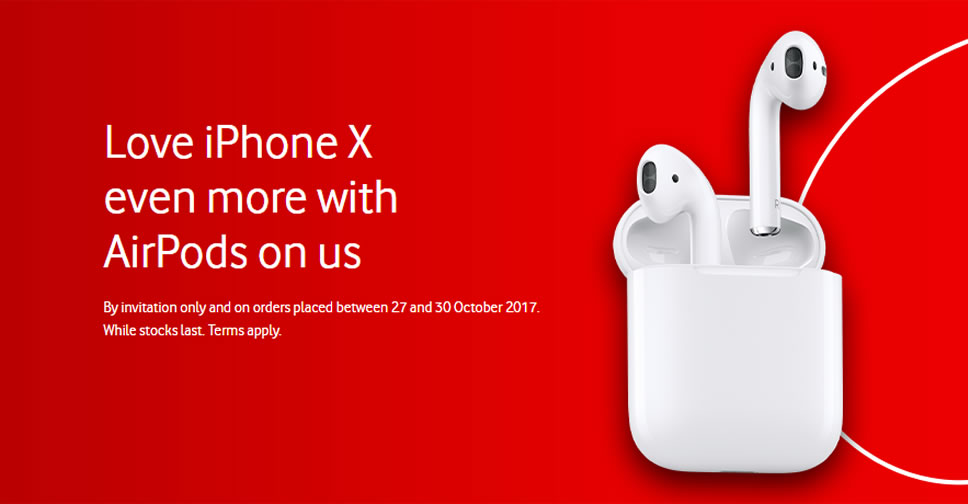 โปรโมชั่นยั่วใจ!! จอง iPhone X รับฟรี!! AirPods จากผู้ให้บริการฯ Vodafone UK