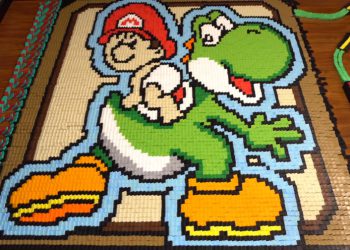 แฟนเกม Mario ใช้โดมิโน 136,780 ชิ้น มาเรียงต่อกัน เพื่อสร้างภาพตามธีมเกม Yoshi’s Island