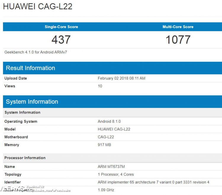Huawei Y3 (2018) จะมาพร้อม Android 8.1 Oreo ใช้ชิป MediaTek MT6737M