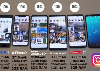 ทดสอบแบตเตอรี่ Galaxy S9+ vs iPhone X vs Nokia 8 vs Galaxy Note 8 vs OnePlus 5T รุ่นไหนอึดกว่ากัน?