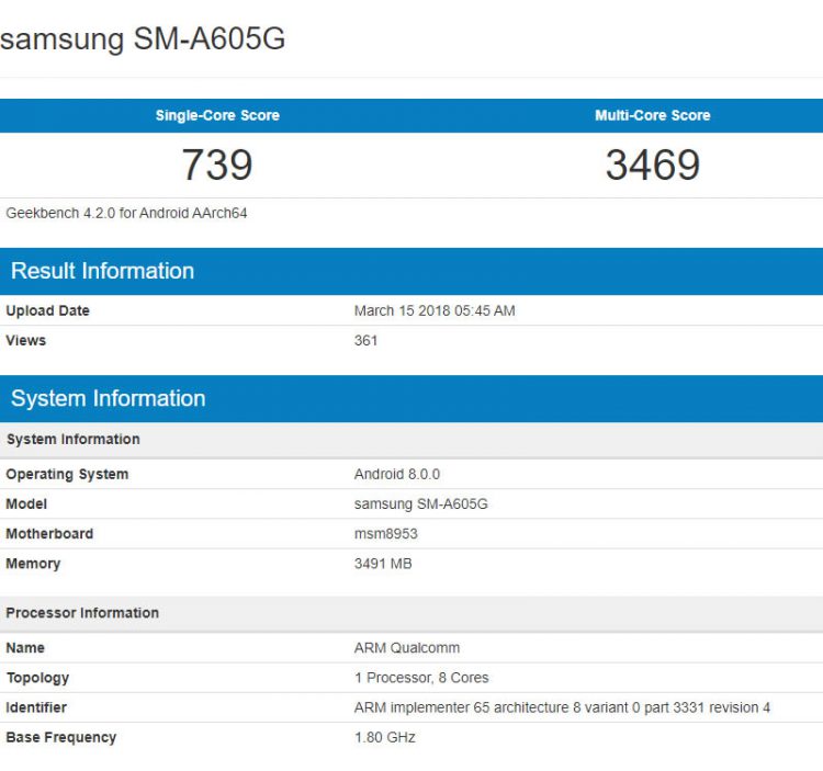 เผยสเปก Samsung Galaxy A6 และ Galaxy A6+ หลังจากทดสอบบนแอพ Geekbench