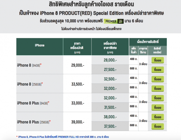 AIS วางจำหน่าย iPhone 8 และ iPhone 8 Plus (PRODUCT)RED Special Edition วันที่ 25 เมษายนนี้ก่อน dtac เปิดให้สั่งซื้อล่วงหน้าแล้ว
