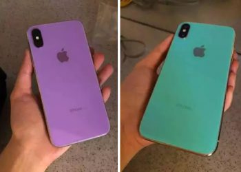 ภาพหลุดต้นแบบ iPhone X เวอร์ชั่น 2018 ในโทนสีพาสเทล สีม่วงกับสีเขียว