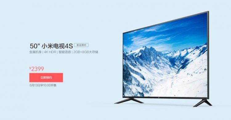 Xiaomi Mi TV 4S ขนาด 50 นิ้ว พร้อมวางจำหน่ายแล้ว ราคาราว 12,100 บาท