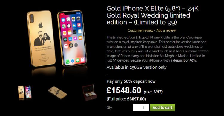 Goldgenie เปิดตัว iPhone X Elite Gold Royal Wedding Limited Edition ร่วมฉลองพิธีเสกสมรสของเจ้าชายแฮร์รี่