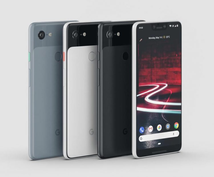 ชมภาพเรนเดอร์ Google Pixel 3 XL สีขาว-ดำ Panda และ สีฟ้า Kinda Blue