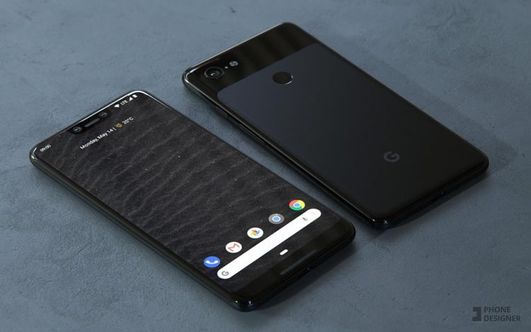 ชมภาพเรนเดอร์ Google Pixel 3 XL สีขาว-ดำ Panda และ สีฟ้า Kinda Blue