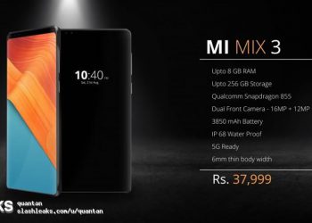 ลือ!! Xiaomi Mi MIX 3 มาพร้อมกล้องคู่เซลฟี่ ใช้ชิป Snapdragon 855 ราคาราว 18,000 บาท