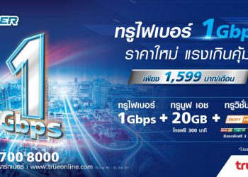 ทรูออนไลน์จัดหนัก!! ทรูไฟเบอร์ 1 Gbps. ราคาใหม่เพียง 1,599 บาท/ เดือน