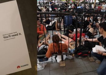 Huawei แจก Power Bank ให้สาวก Apple ที่มาเข้าแถวรอซื้อ iPhone XS ในสิงคโปร์