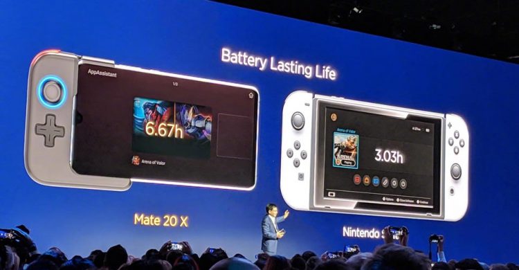 Huawei เปรียบเทียบสมาร์ทโฟน Mate 20 X กับไฮบริดคอนโซล Nintendo Switch