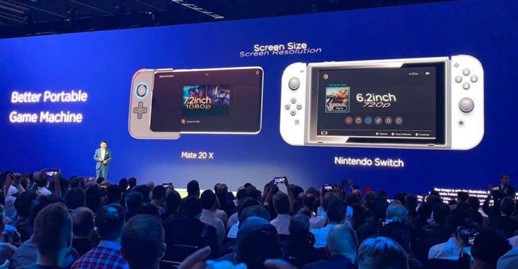 Huawei เปรียบเทียบสมาร์ทโฟน Mate 20 X กับไฮบริดคอนโซล Nintendo Switch