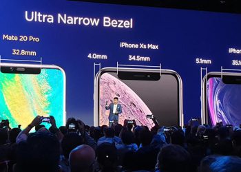 Huawei เปรียบเทียบให้เห็นว่า Mate 20 Pro มีรอยบากและขอบจอบางกว่า iPhone XS Max และ iPhone XR