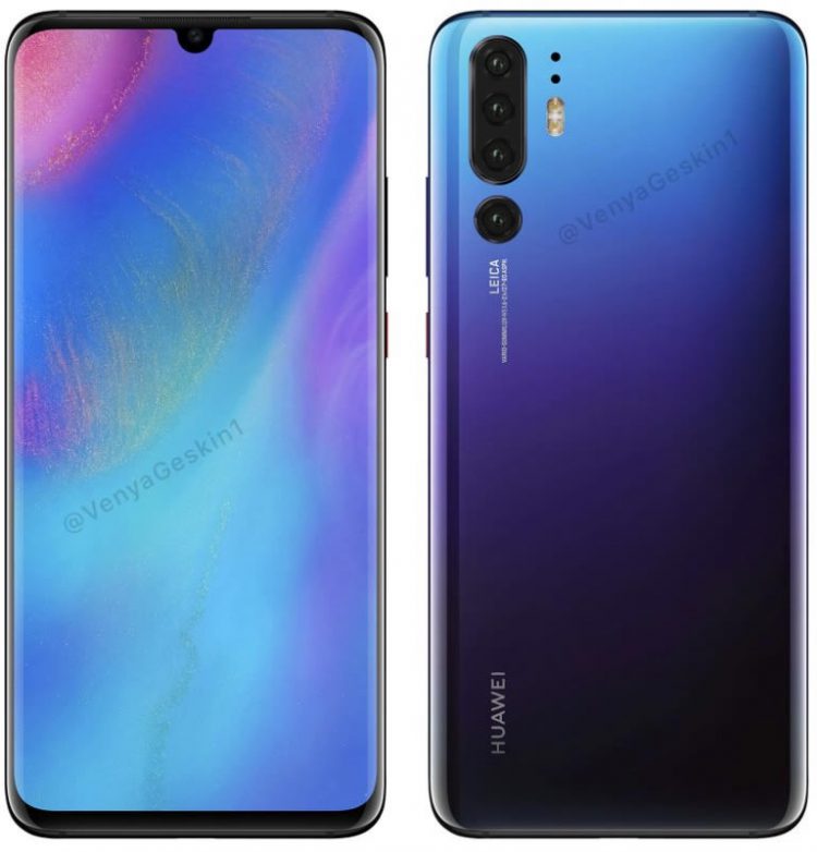ชมภาพเรนเดอร์ Huawei P30 Pro มาพร้อมกล้องหลัง 4 ตัว กับรอยบาก 2 เวอร์ชั่น