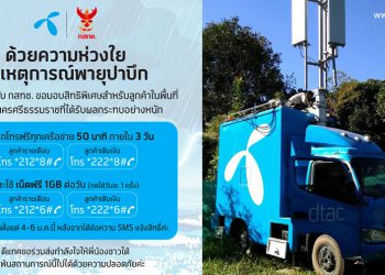 dtac เตรียมพร้อมโครงข่ายรับมือฉุกเฉินพายุปาบึก ให้โทรฟรีทุกเครือข่าย เล่นเนทฟรี 1GB ต่อวัน