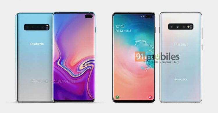 Samsung Galaxy S10+ ถูกปล่อยภาพเรนเดอร์ออกมาอีกแล้ว เผยให้เห็นกล้องคู่เซลฟี่ถูกฝังบนจอ กล้องหลัง 3 ตัว
