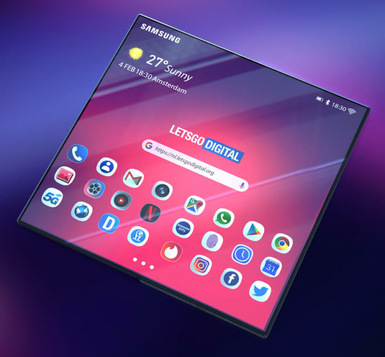ชมภาพเรนเดอร์ Samsung Galaxy F สมาร์ทโฟนพับได้ ที่อยู่ในวีดีโอทีเซอร์ของ Samsung