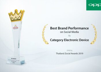 OPPO คว้ารางวัล Best Brand Performance on Social Media 2019 จากเวที Thailand Zocial Awards