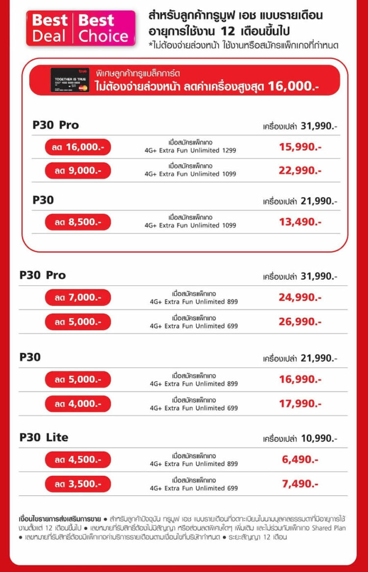 รวมโปร Huawei P30 ,Huawei P30 Pro ,Huawei P30 Lite จาก AIS, Dtac, TrueMove H มอบส่วนลดสูงสุด 22,000 บาท P30 Pro เริ่มต้นเพียง 9,990 บาท