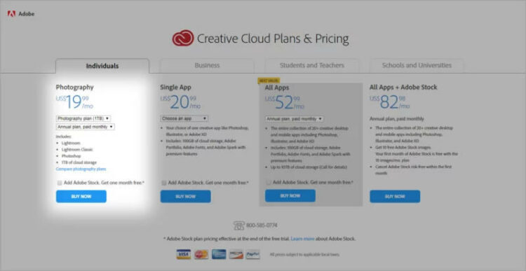 Adobe ทดสอบปรับราคา Photography Plan สำหรับ Photoshop และ Lightroom แพงขึ้น 2 เท่าจาก $9.99 เป็น $19.99 ได้พื้นที่ 1TB