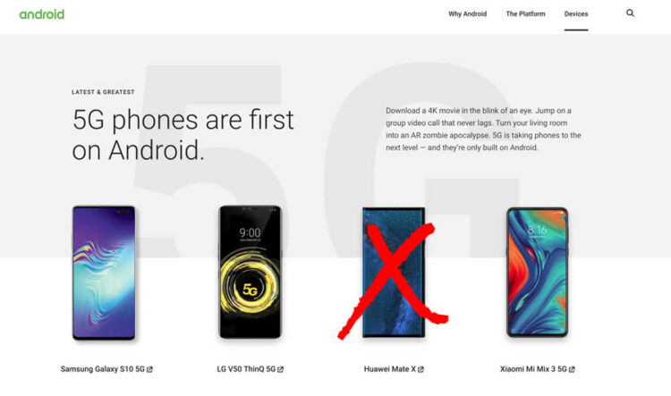 Google ลบข้อมูลสมาร์ทโฟน Huawei P30 Pro และ Mate X ออกจากเว็บไซต์ของ Android