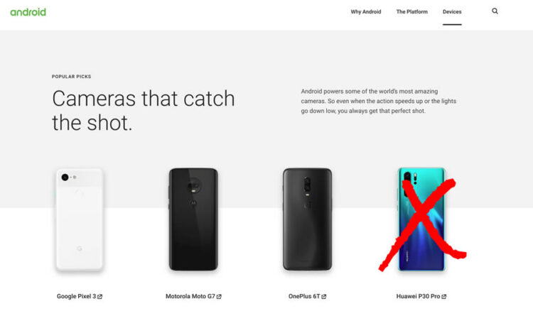Google ลบข้อมูลสมาร์ทโฟน Huawei P30 Pro และ Mate X ออกจากเว็บไซต์ของ Android