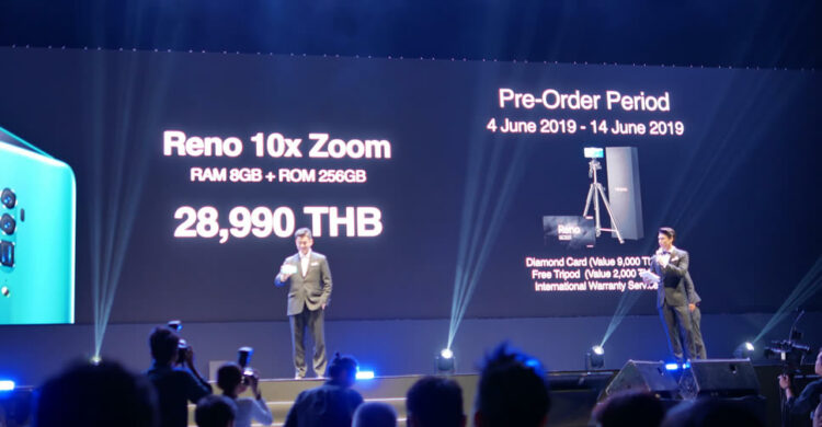เปิดราคา OPPO Reno 10x Zoom และ OPPO Reno ทางการในไทย เริ่มต้น 16,990 บาท พร้อมราคาพิเศษเมื่อซื้อผ่านค่ายมือถือเพียง 8,990 บาท