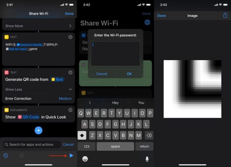 วิธีแชร์รหัส Wi-Fi ในรูปแบบ QR code บน iPhone ด้วยแอพ Shortcuts