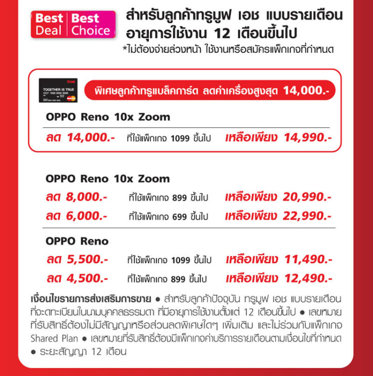 รวมโปรโมชั่น OPPO Reno 10x Zoom จาก AIS และ TrueMove H เริ่มต้น 8,990 สำหรับผู้ที่สั่งจองก่อนวันที่ 13 มิถุนายนนี้
