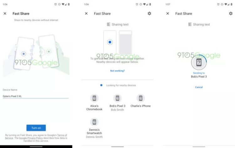 Google กำลังพัฒนาฟีเจอร์ Fast Share ส่งไฟล์ไม่ใช้เนทมาใช้แทนที่ Android Beam โดยมีรูปแบบคล้าย AirDrop ของ Apple