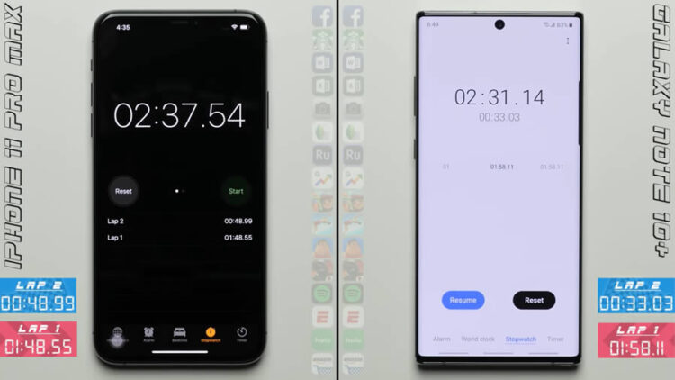 iPhone 11 Pro Max พ่ายให้กับ Galaxy Note 10+ จากการทดสอบความเร็ว (ชมคลิป!!)