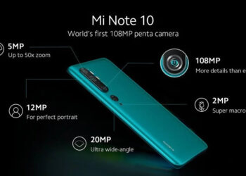 Xiaomi Mi Note 10 จะมาพร้อมกล้องหลัง 5 ตัว โดยกล้องหลักมีความละเอียด 108 ล้านพิกเซล