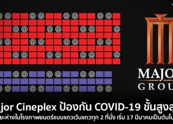 Major ป้องกัน COVID-19 ขั้นสูงสุด เว้นระยะห่างในโรงภาพยนตร์แบบแถวเว้นแถวทุก 2 ที่นั่ง เริ่ม 17 มีนาคมเป็นต้นไป