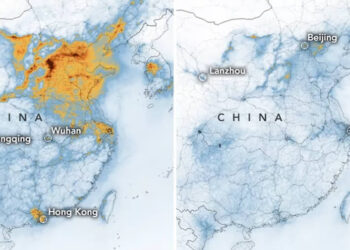 แผนที่ทางอากาศ แสดงให้เห็นว่ามลพิษในจีนลดลงอย่างมาก หลังจากเกิดการระบาดของ COVID-19